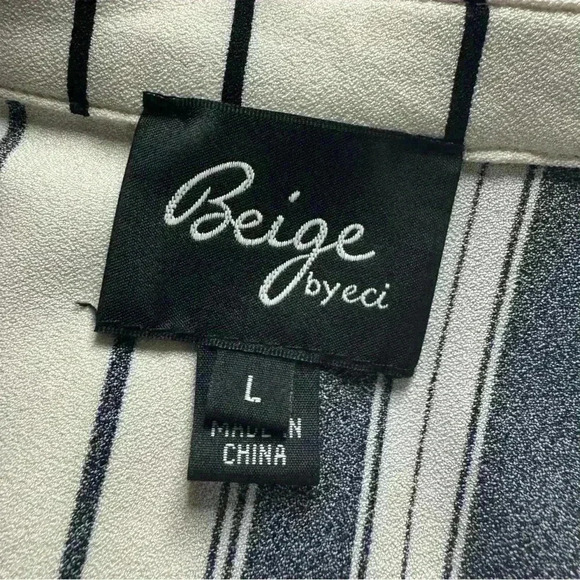 Beige By ECI Women’s Large Striped V Neck Tunic Long Sleeves Tassel Blouse - Picture 10 of 12